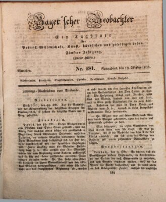 Bayer'scher Beobachter Samstag 19. Oktober 1833