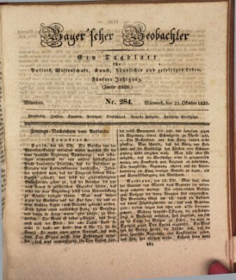 Bayer'scher Beobachter Mittwoch 23. Oktober 1833