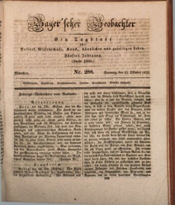 Bayer'scher Beobachter Sonntag 27. Oktober 1833