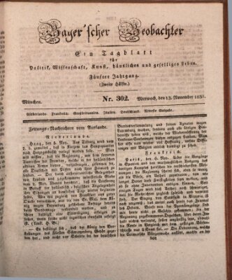 Bayer'scher Beobachter Mittwoch 13. November 1833