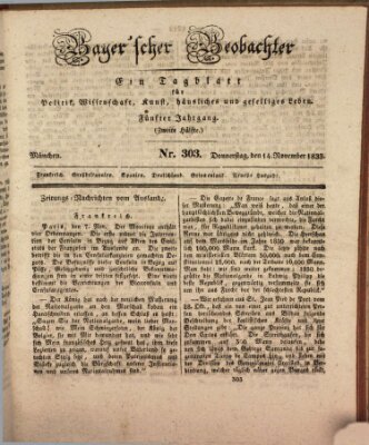 Bayer'scher Beobachter Donnerstag 14. November 1833