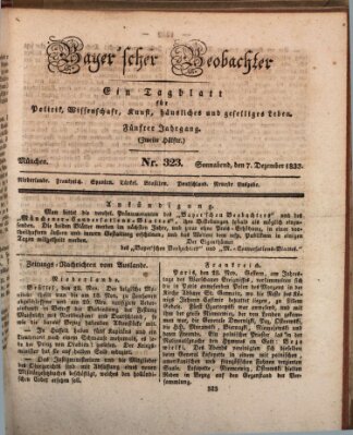 Bayer'scher Beobachter Samstag 7. Dezember 1833