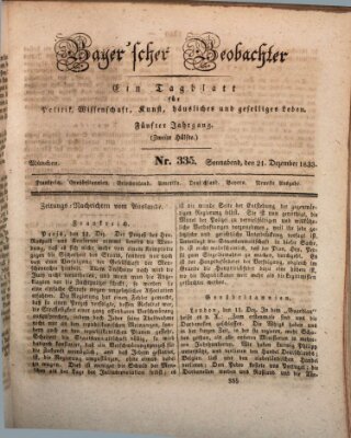 Bayer'scher Beobachter Samstag 21. Dezember 1833