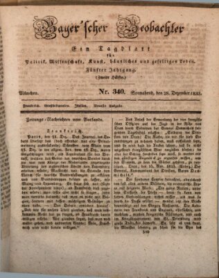 Bayer'scher Beobachter Samstag 28. Dezember 1833