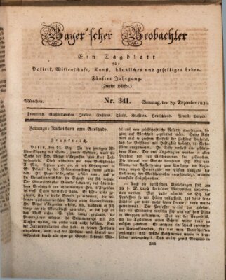 Bayer'scher Beobachter Sonntag 29. Dezember 1833