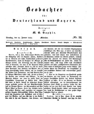 Bayer'scher Beobachter Dienstag 14. Januar 1834