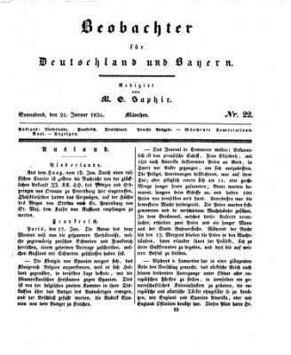 Bayer'scher Beobachter Samstag 25. Januar 1834