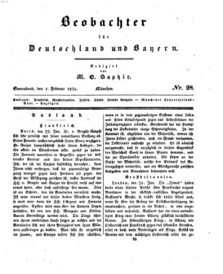 Bayer'scher Beobachter Samstag 1. Februar 1834