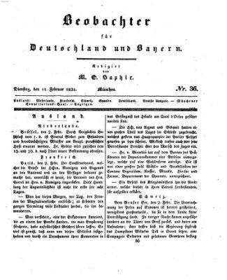 Bayer'scher Beobachter Dienstag 11. Februar 1834