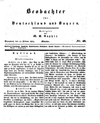 Bayer'scher Beobachter Samstag 15. Februar 1834