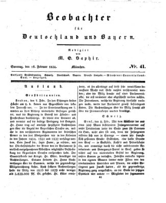 Bayer'scher Beobachter Sonntag 16. Februar 1834