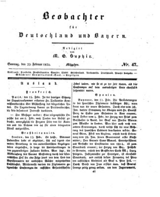 Bayer'scher Beobachter Sonntag 23. Februar 1834