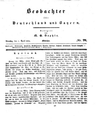 Bayer'scher Beobachter Dienstag 1. April 1834