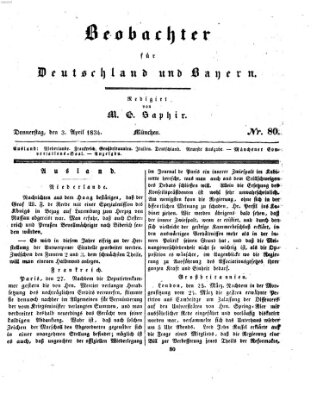 Bayer'scher Beobachter Donnerstag 3. April 1834