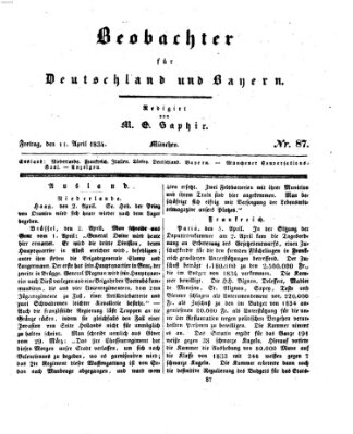 Bayer'scher Beobachter Freitag 11. April 1834