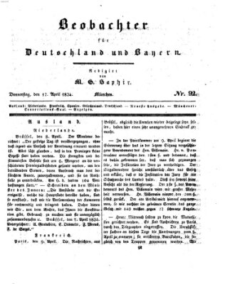 Bayer'scher Beobachter Donnerstag 17. April 1834