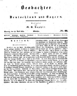 Bayer'scher Beobachter Sonntag 20. April 1834