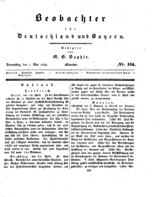 Bayer'scher Beobachter Donnerstag 1. Mai 1834