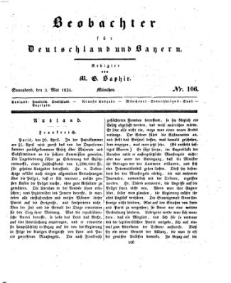 Bayer'scher Beobachter Samstag 3. Mai 1834