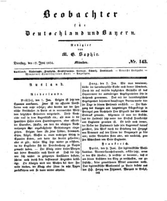 Bayer'scher Beobachter Dienstag 17. Juni 1834