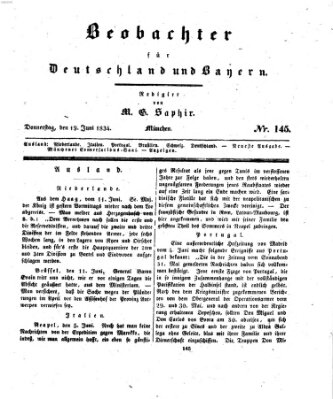 Bayer'scher Beobachter Donnerstag 19. Juni 1834