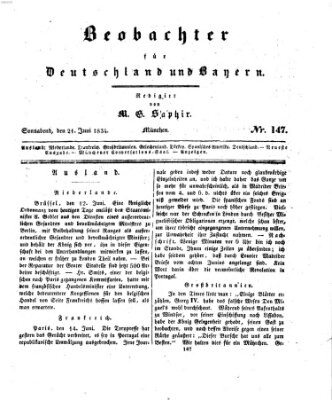 Bayer'scher Beobachter Samstag 21. Juni 1834