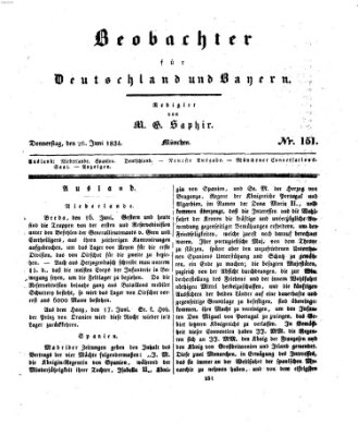 Bayer'scher Beobachter Donnerstag 26. Juni 1834