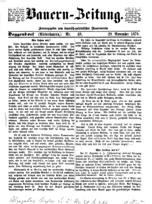 Bauern-Zeitung Dienstag 29. November 1870