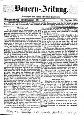 Bauern-Zeitung Mittwoch 28. Dezember 1870