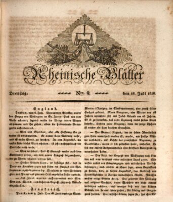 Rheinische Blätter Dienstag 16. Juli 1816