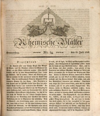 Rheinische Blätter Donnerstag 25. Juli 1816