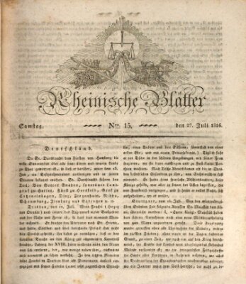Rheinische Blätter Samstag 27. Juli 1816