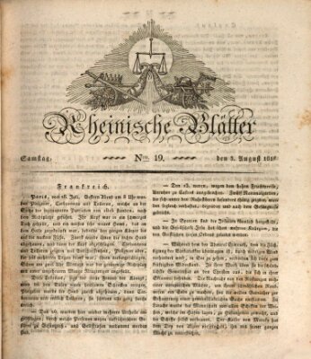 Rheinische Blätter Samstag 3. August 1816