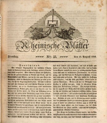 Rheinische Blätter Dienstag 13. August 1816