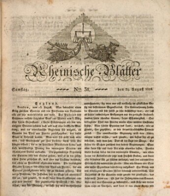 Rheinische Blätter Samstag 24. August 1816