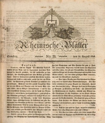 Rheinische Blätter Samstag 31. August 1816