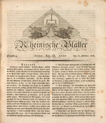 Rheinische Blätter Samstag 19. Oktober 1816