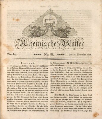 Rheinische Blätter Dienstag 19. November 1816