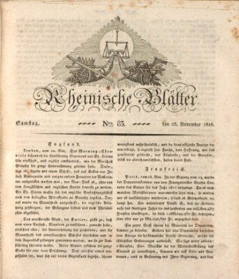 Rheinische Blätter Samstag 23. November 1816