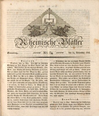 Rheinische Blätter Sonntag 24. November 1816