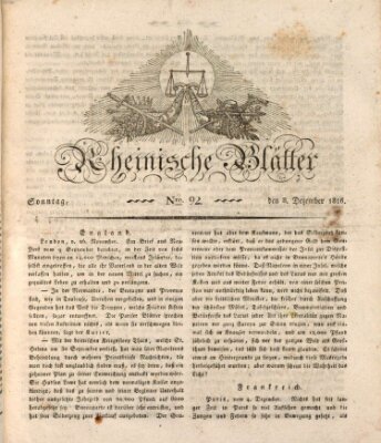 Rheinische Blätter Sonntag 8. Dezember 1816