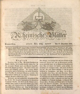 Rheinische Blätter Donnerstag 26. Dezember 1816