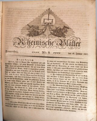 Rheinische Blätter Donnerstag 16. Januar 1817