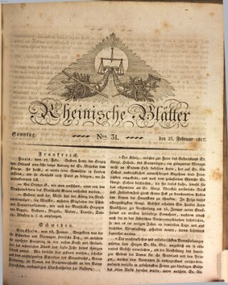 Rheinische Blätter Sonntag 23. Februar 1817