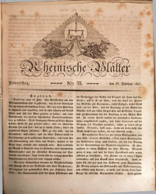 Rheinische Blätter Donnerstag 27. Februar 1817