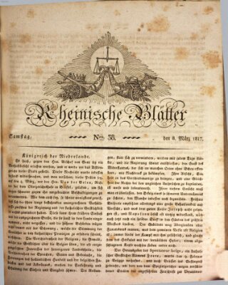 Rheinische Blätter Samstag 8. März 1817