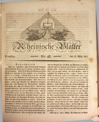 Rheinische Blätter Samstag 15. März 1817