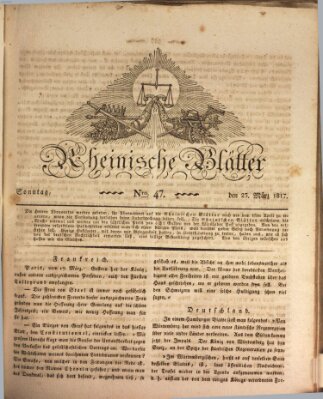 Rheinische Blätter Sonntag 23. März 1817