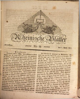 Rheinische Blätter Dienstag 1. April 1817