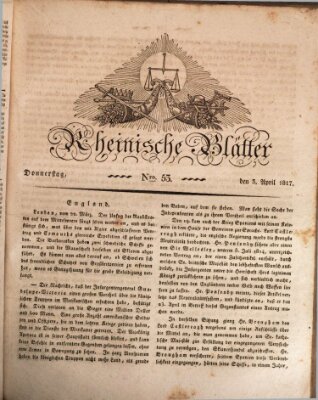 Rheinische Blätter Donnerstag 3. April 1817